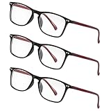 LEXXOO 3er-Set Lesebrillen Schwarz Rot Matt +2,5 Dioptrien –...