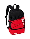 Erima Unisex Six Wings Rucksack mit Bodenfach, rot/schwarz, 1