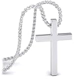 SERASAR Halskette Kreuz Herren Kette mit Anhänger 50cm Silber-Schmuck...