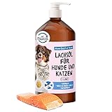 1 Liter Lachsöl für Tiere, Lachsöl für Hunde und Katzen, Barf Öl Hund,...