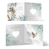 Personalisierte Hochzeit Foto Einladungskarten - Eukalyptus - Klappkarte...