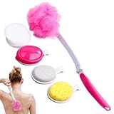 Whnbuij Duschschwammbürsten-Set mit langem Griff – Rückenbürste mit...