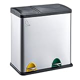 SVITA TC2Combo35 Edelstahl Mülleimer 35Liter Silber kombiniert 12L+23L...