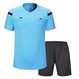 SHINESTONE Herren-Schiedsrichter-Trikot, für Fußball, Kurze Ärmel (Blue,...