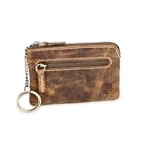 LEDEROW Schlüsseltasche mit 2 separaten Reißverschlussfächern aus echtem...