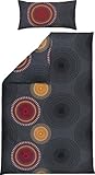 REDBEST Bettwäsche Single-Jersey Mandalas anthrazit-Terra Größe 40x80 cm...