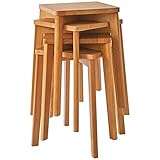 IBUYKE 4er Set Esszimmerhocker, Holzstapelstuhl mit Rutschfester Matte,...