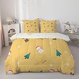 Linfye Weihnachtsschneemann Bettdecke 240x220 cm Rote Zapfen 4 Jahreszeiten...