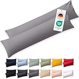 Blumtal Seitenschläferkissen Bezug 40 x 145 (2er Set Kissenbezüge) - Grau...