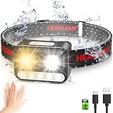 Stirnlampe LED Wiederaufladbar-Kopflampe mit Bewegungssensor & 9...