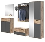 Inn.Furn Garderobe Set 5-teilig Nox Eiche und Basalt grau...