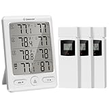 Geevon Funk Thermometer Innen Außen mit 3 Fernsensoren, Thermometer...