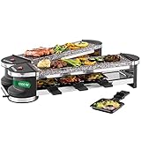 Klarstein Raclette-Tischgrill für 8 Personen mit Steinplatte, Grill mit 2...