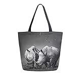 Naanle Rhinoceros Canvas-Tragetasche, groß, Damen, lässige...