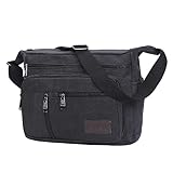 BOMKEE Umhängetasche Herren, Messenger Bag Groß Leinwand Schultertasche...