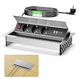 Aluminum Versenkbare Steckdose mit 2 USB-C PD 30W und 2 USB-A,...