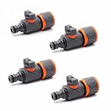 Schlauchkupplung mit Regulierventil, Gartenschlauchverbinder, 4er-Pack...