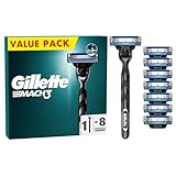 Gillette Mach3 Nassrasierer Herren, Rasierer + 8 Rasierklingen mit 3-fach...