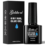 Gelike ec Nagelkleber Für Kunstnägel 6 in 1Clear Extra Stark Nail Glue...