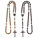 TenaLucy 2 Stücke Holz Rosenkranz Halsketten,Rosenkranz Kette Katholische...