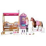 Barbie Spielzeugstall-Spielset mit Puppe, Pferd und Zubehör, mehr als 25...