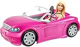 Barbie Puppe und Cabrio in rosa mit Glitzer, realistische Reifen Logo,...