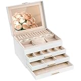 AdelDream Schmuckkästchen Schmuckkasten mit 4 Ebenen Schmuckbox mit...