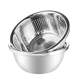 Linkidea 304 Edelstahl-Sieb mit Schüssel, 2er-Set, Küchensieb,...