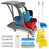Hypafol Putzwagen Reinigungswagen Set | 2 x 25 l Eimer mit Wischmopp-Presse...