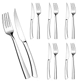 Homikit Steakbesteck Set, 12-teilig Edelstahl Steakmesser und Steakgabel...