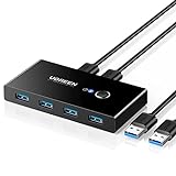 UGREEN USB Switch 2PC 2 In 4 Out USB 3.0 Umschalter mit 2 A auf A Kabeln...