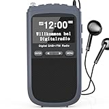 Greadio Tragbare DAB Plus Radio Klein, UKW Radio mit 1000mAh...