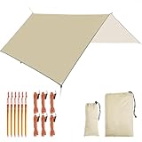 Tarp, Zeltplane für Hängematte, 3m x 3m Wasserdicht Tarp mit Ösen + 6...