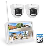 Jennov Überwachungskamera Set mit 10' Monitor 10CH Wireless NVR, 2Pcs 5MP...