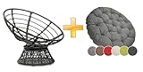 sunnypillow Papasansessel | Rattansessel mit Kissen rund Durchmesser 120 cm...