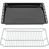 ICQN Backbleche & - Gitter mm Set 465 x 370 x 30 mm, Emailliert Fettpfanne,...