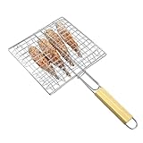 Barbecue Grillkorb - Grillkorb Mit Holzgriff, Faltbarer Tragbarer Grillkorb...