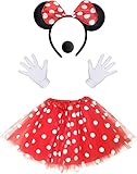 iZoeL Damen Maus Mouse Kostüm Rot Tutu mit weiß Gepunktet + Haarreifen...