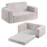 BEJOY Kindersofa, extra breite 2-in-1-Kleinkind-Sherpa-Couch zum...