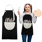 Lnngub Malschürze Kinder, 60 x 46 cm Kinder Schürzen mit Taschen...