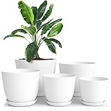 Utopia Home Blumentopf, 5er-Pack (Weiß), (ø18-ø17-ø15-ø13-ø12 cm)...