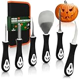 com-four® 6-teiliges Kürbis Schnitz-Set für Halloween -...