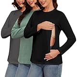 Love2Mi 3er Pack Damen Langarm Stillshirt mit Reißverschluss Umstandsmode...