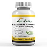 Vegane Multivitamine & Mineralien mit hochwirksamen Vitaminen B12, D3 & K2....