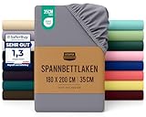 Utopia Bedding - Spannbettlaken 180x200cm - Grau - Oeko-Tex Zertifiziertes...