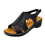 Keilabsatz-Sandalen für Damen, Leder, Plateau, Keilsandalen, offene Zehen,...