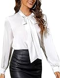 Tapata Bluse Damen Elegant Satin Button Down Hemd mit Schleife Female...