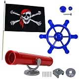 Piratenset Zubehör für Spielturm Steuerrad Piratenflagge Fernrohr...