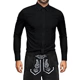 Generisch Trachtenhemd Herren Weiß Slim Fit Langarm Oktoberfest Hemd Mit...