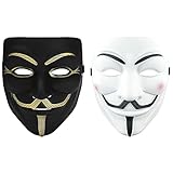 Anonymous Maske V für Vendetta-2PCS Maske Halloween Masken – Schwarz und...